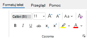 Grupa Formatowanie tekstu w programie Outlook.