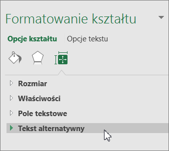 Kliknij pozycję Tekst alternatywny w okienku obiektu