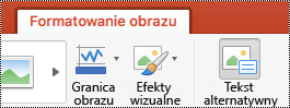 Przycisk Tekst alternatywny na wstążce w programie PowerPoint dla komputerów Mac