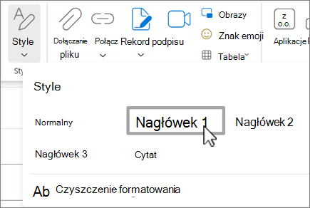 Menu Style w Outlook w sieci Web.