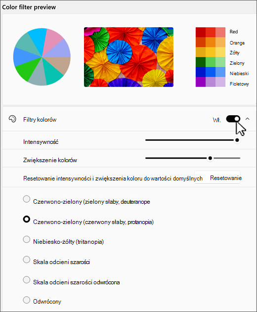 Windows 11 ustawienia filtru kolorów