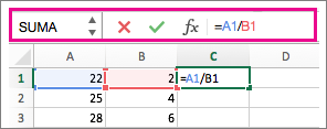 Pasek formuły zawierający formułę