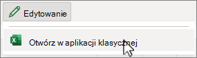 Otwórz zrzut ekranu aplikacji klasycznej Excel