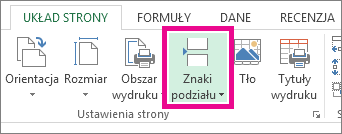 Kliknij pozycję Znaki podziału na karcie Układ strony