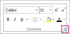 Przycisk Uruchom okno dialogowe Formatowanie komórek