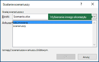 Okno dialogowe Scal scenariusze