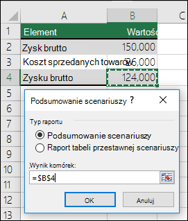 Okno dialogowe Podsumowanie scenariusza