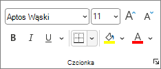 Przycisk Obramowanie w grupie Czcionka