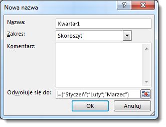 Okno dialogowe Nowa nazwa