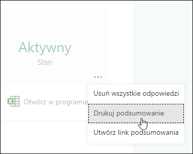 Opcja Drukowanie podsumowania w Microsoft Forms