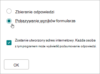Zaznacz pozycję Pokaż wyniki formularza