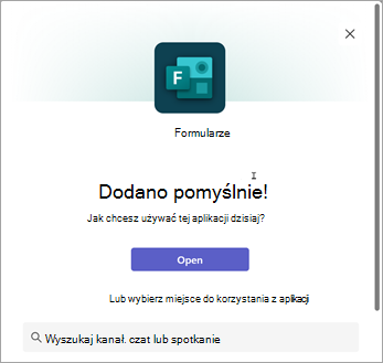 Wybieranie miejsca, w którym ma być używana aplikacja Forms