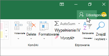 Kursor klikający ikonę udostępniania