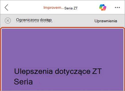 Zrzut ekranu przedstawiający pasek biznesowy z przyciskiem Wiadomości z ograniczonym dostępem i uprawnieniami.