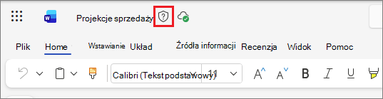 Ikona etykiety poufności w Office w sieci Web, w przykładzie jest używany dokument Word