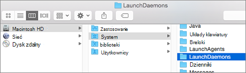 Przechodzenie do folderu Biblioteki, a następnie do folderu LaunchDaemons