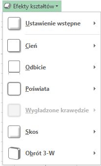 Menu Efekty kształtów
