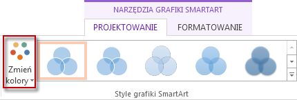 Opcja Zmień kolory w grupie Style grafiki SmartArt