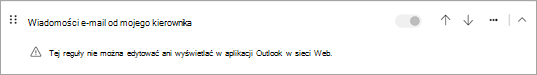 Tej reguły nie można edytować ani wyświetlać w Outlook w sieci Web