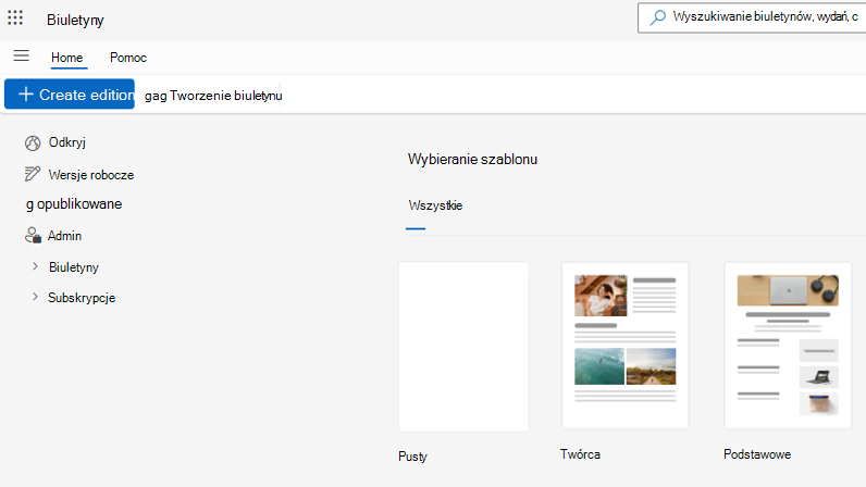 Tworzenie wersji biuletynów programu Outlook