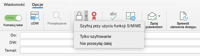 Szyfrowanie przy użyciu opcji S/MIME