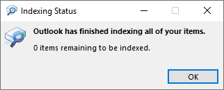 Stan indeksowania dla wyszukiwania w programie Outlook