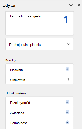 Zrzut ekranu przedstawiający okienko Redaktor w programie Outlook