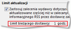 Ustawienie limitu aktualizacji kanału informacyjnego RSS