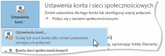 Polecenie Ustawienia kont w widoku Backstage