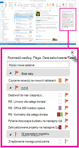 Przypięty wgląd do Zadań