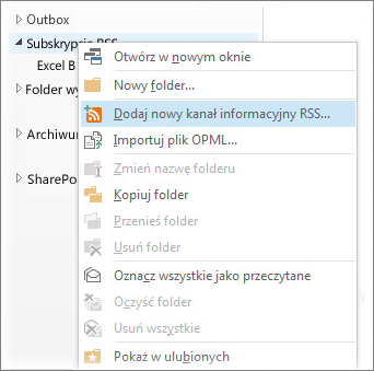 Dodawanie kanału informacyjnego RSS