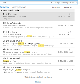 Wyniki wyszukiwania zaawansowanego