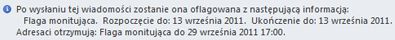 Pasek informacyjny wiadomości z przypomnieniami o wykonaniu dalszych czynności