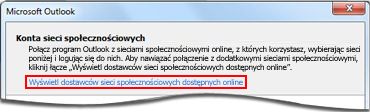 Łącze do strony dostawców dodatku Outlook Social Connector