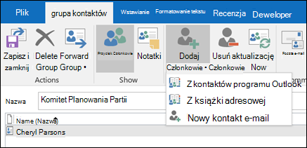 Wybierz pozycję Dodaj członków, aby dodać do grupy kontaktów.