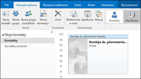Kliknij dwukrotnie grupę kontaktów, aby dodać członków.