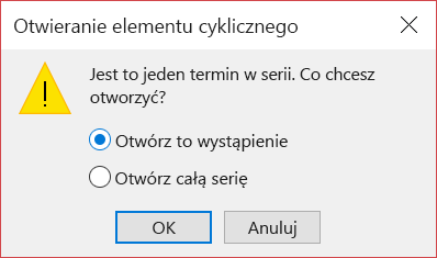 Możesz otworzyć jeden element w serii lub w całej serii.