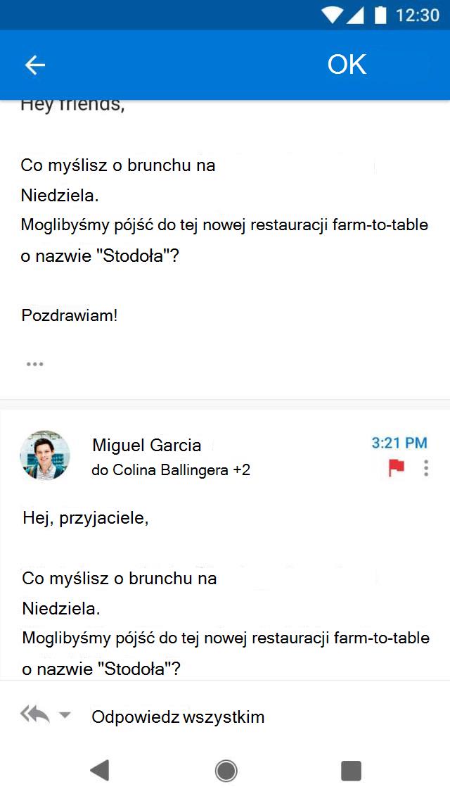 Podejmowanie działań w przypadku pojedynczej wiadomości