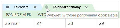 Kliknij strzałkę Widok w trybie obok siebie