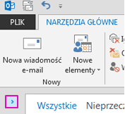 Kliknij strzałkę, aby rozwinąć okienko folderów.
