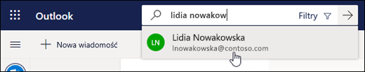 Zrzut ekranu przedstawiający pasek wyszukiwania
