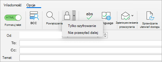 Przycisk Zaszyfruj w wiadomości e-mail