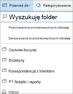 Priorytetowa skrzynka odbiorcza w aplikacji Outlook w sieci Web