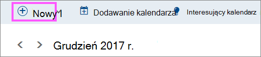 Zrzut ekranu przedstawiający przycisk Nowy