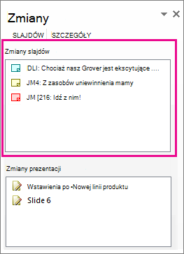 Zmiany slajdów