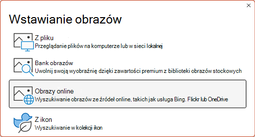 Okno dialogowe Wstawianie obrazów.