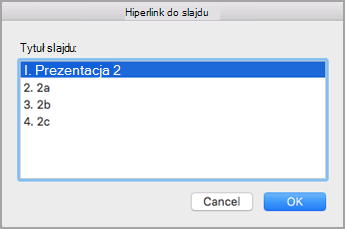 Wybierz slajd docelowy