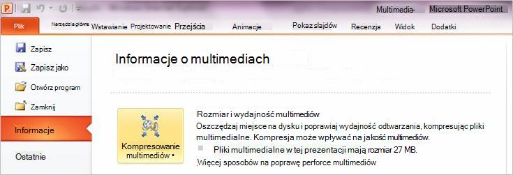 Kliknij pozycję Kompresuj multimedia