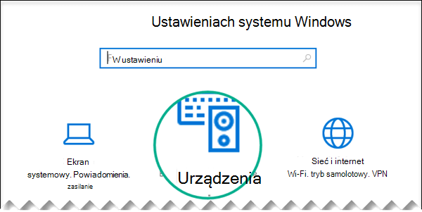 Wybierz urządzenia w oknie dialogowym Ustawienia systemu Windows