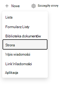 Dodawanie strony z strony głównej witryny